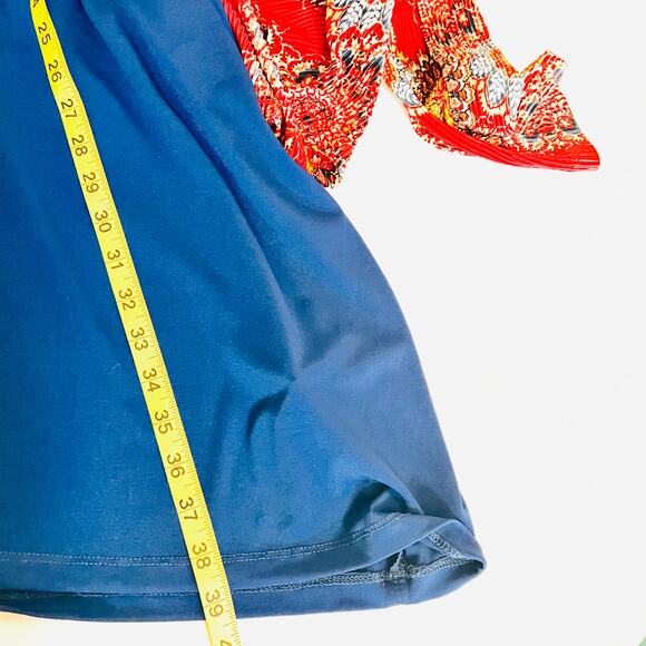 R&K Orange Blue Printed Two Piece Dress Set Size 18 - Picture 7 of 8